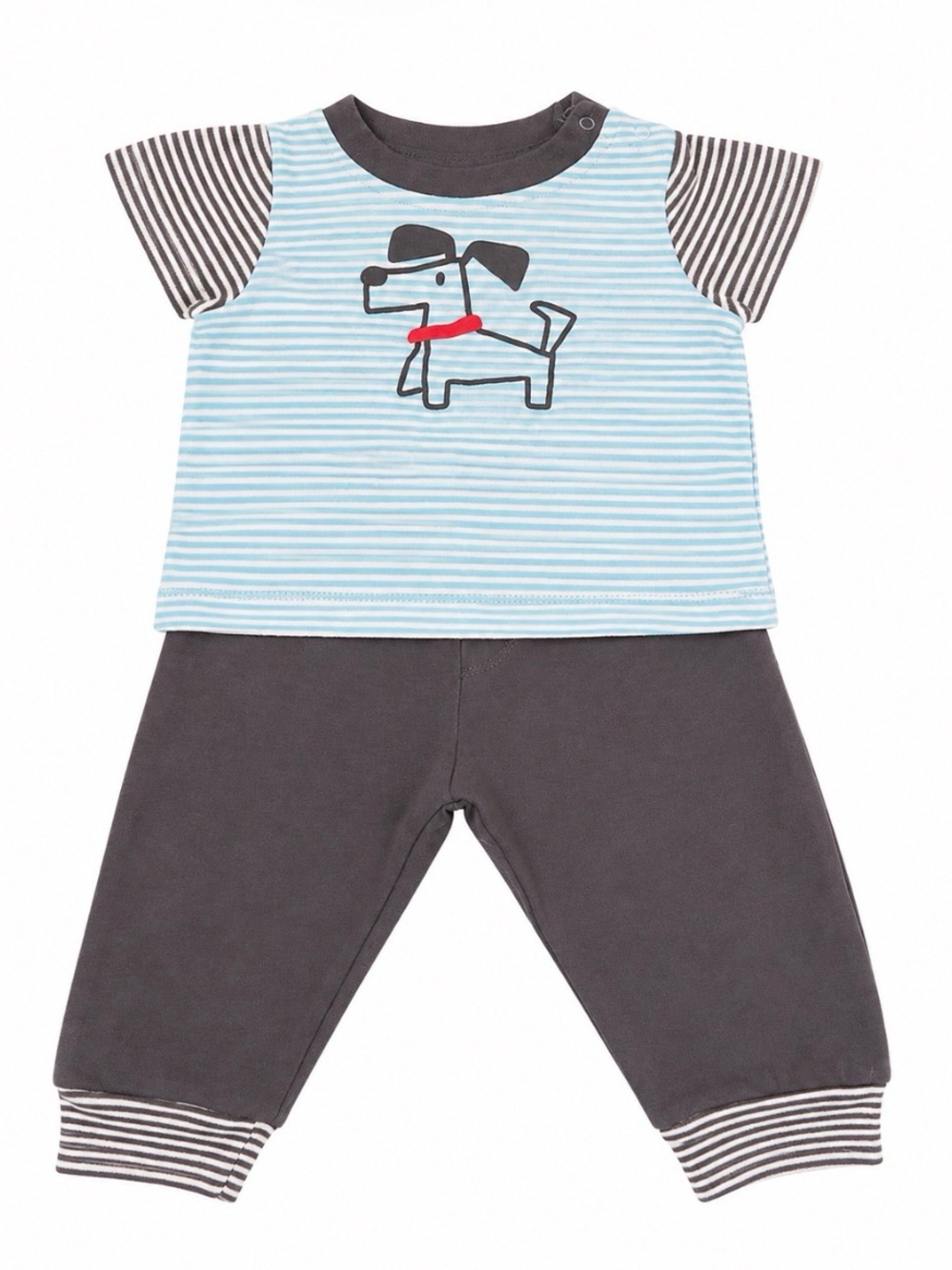 Offspring Blue Striped Dog Pajama Set with Charcoal Accents